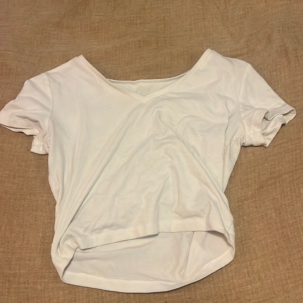 White Cropped V-Neck